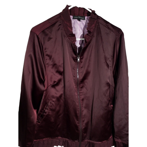 Lane Bryant Purple Ruffle Hem Full Zip Jacket Pockets Lined Sz 14/16 - Picture 2 of 6